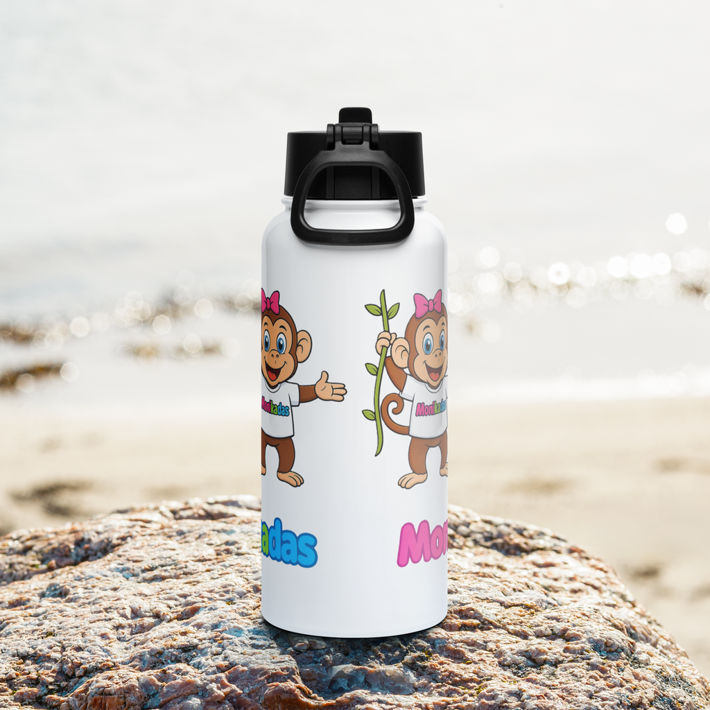 Stainless steel water bottle with a straw lid