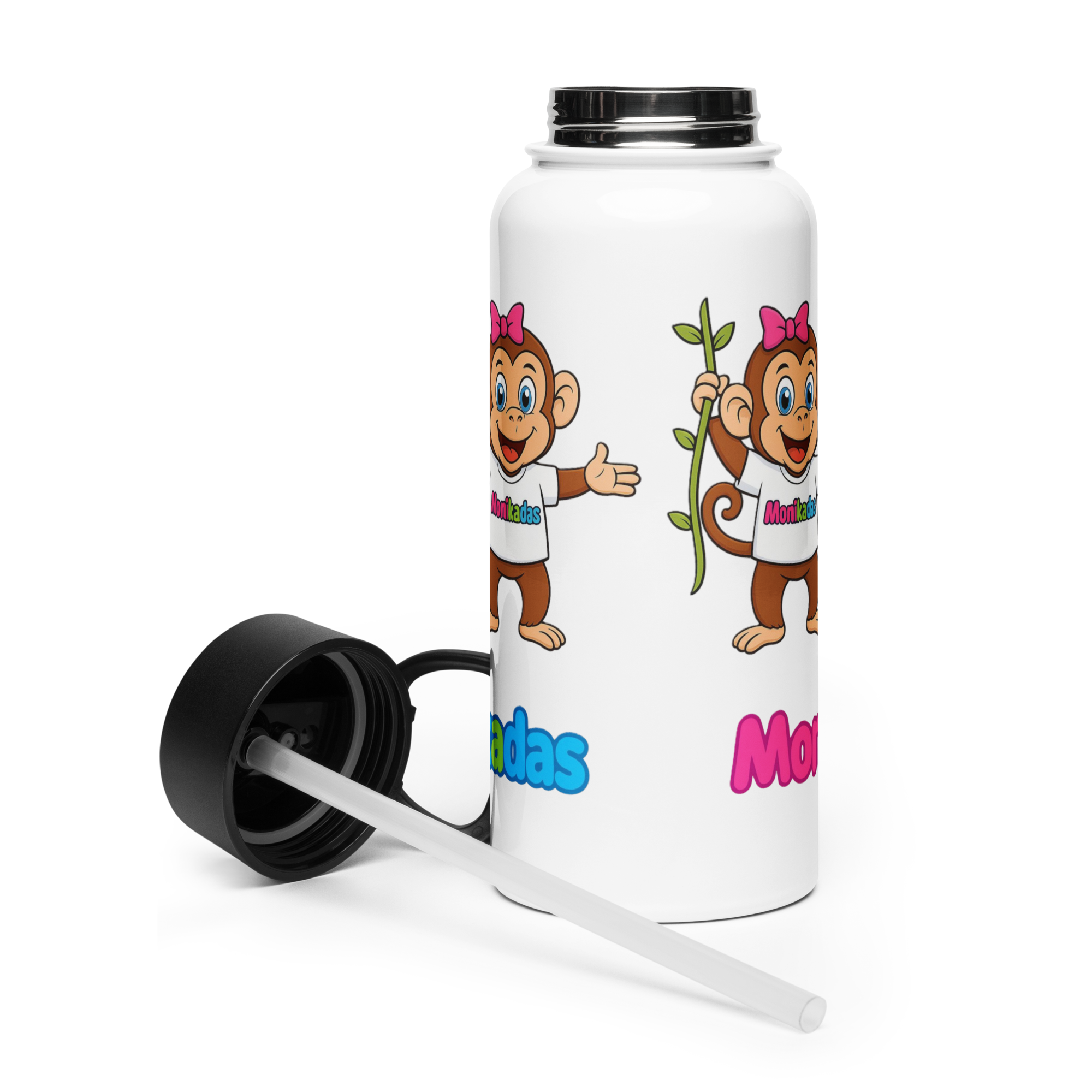 Stainless steel water bottle with a straw lid