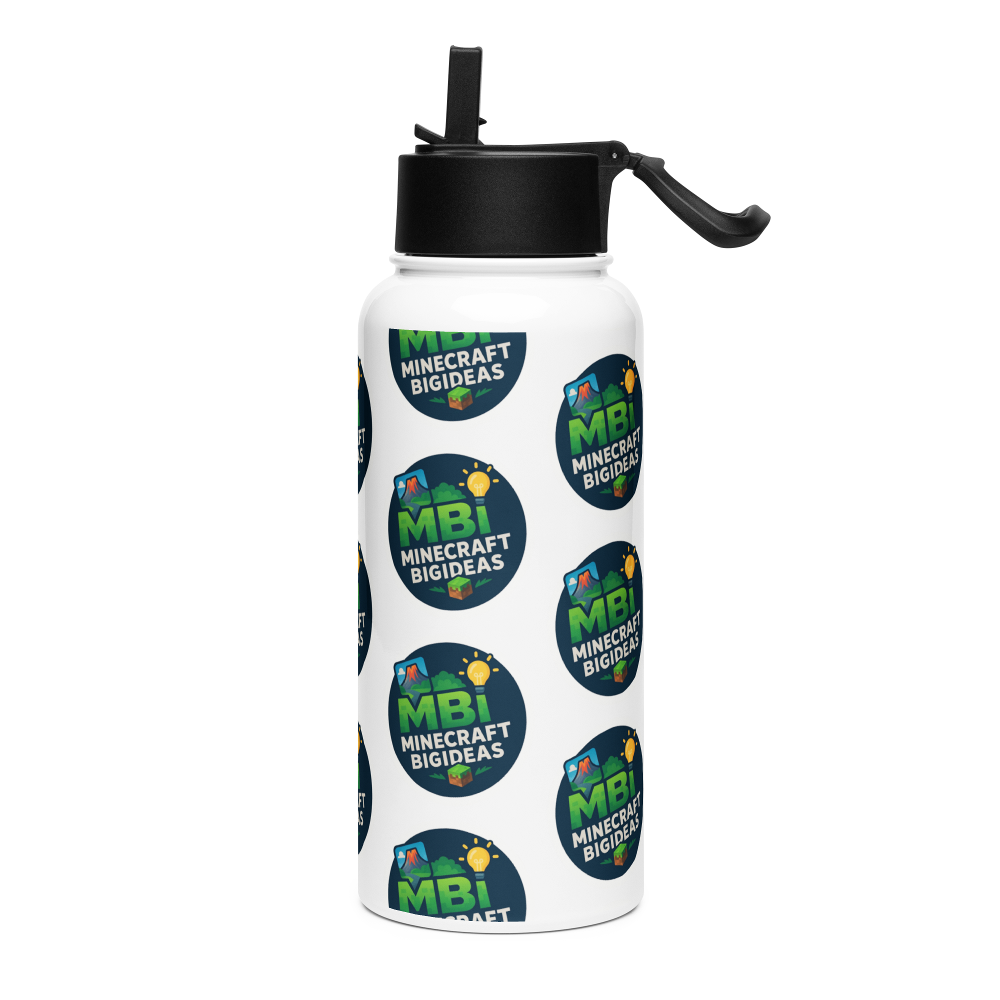Stainless steel water bottle with a straw lid