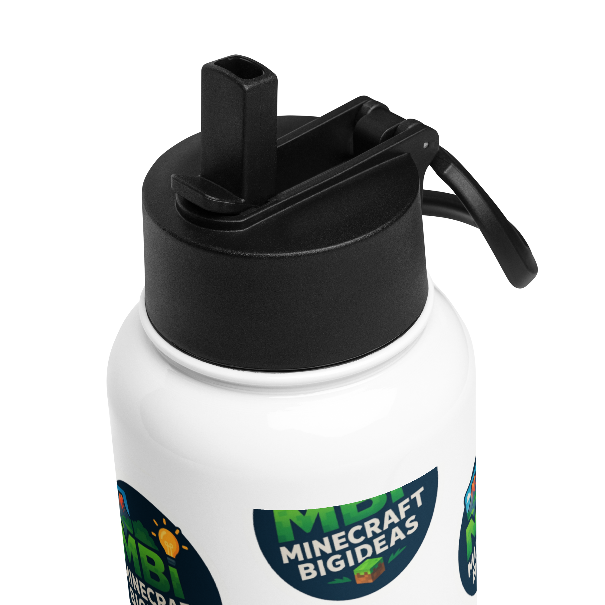 Stainless steel water bottle with a straw lid