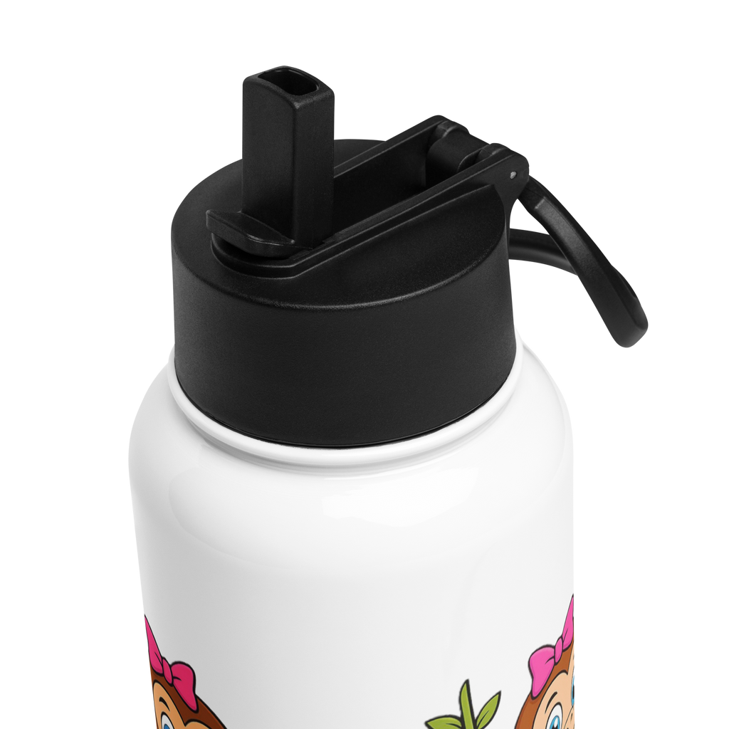 Stainless steel water bottle with a straw lid