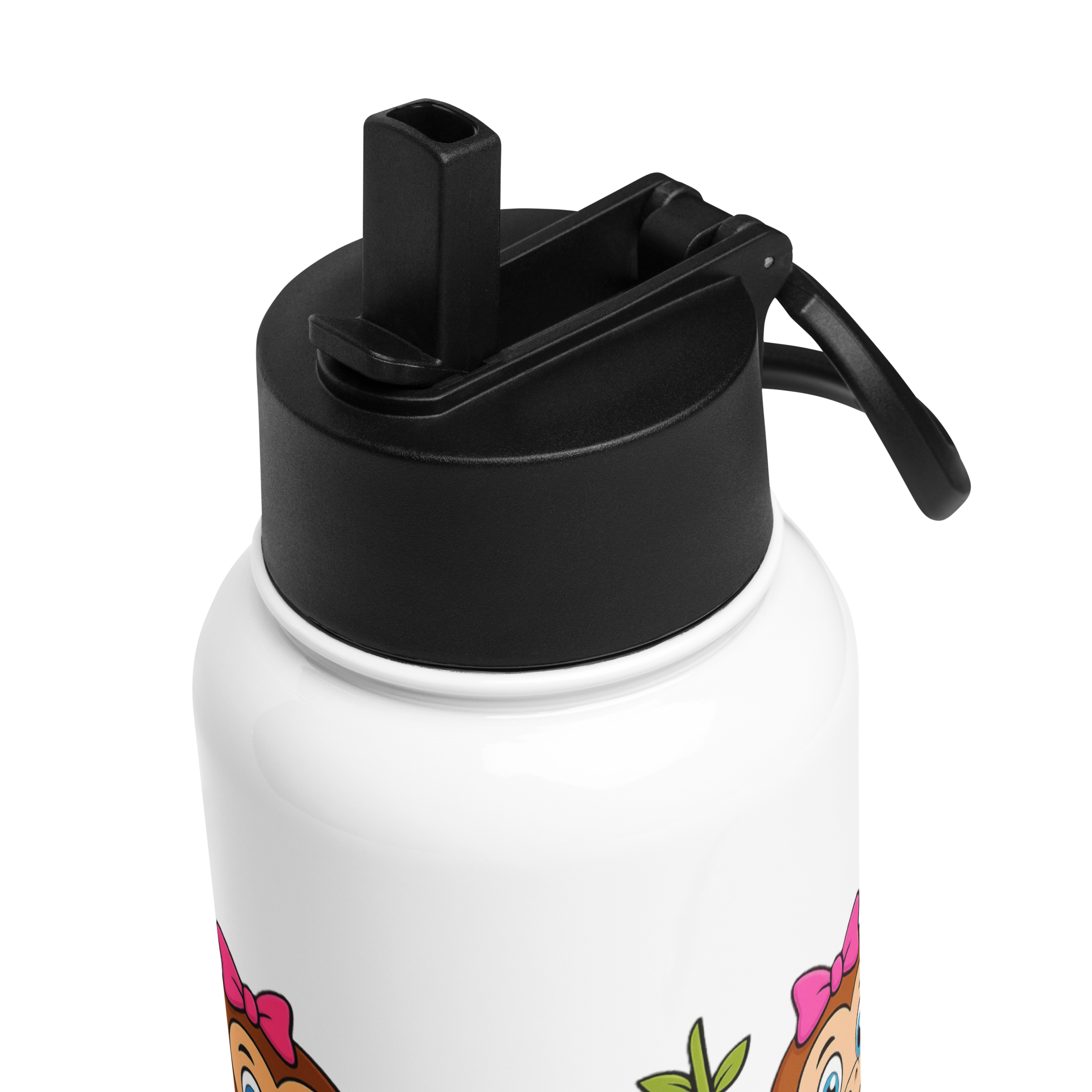 Stainless steel water bottle with a straw lid