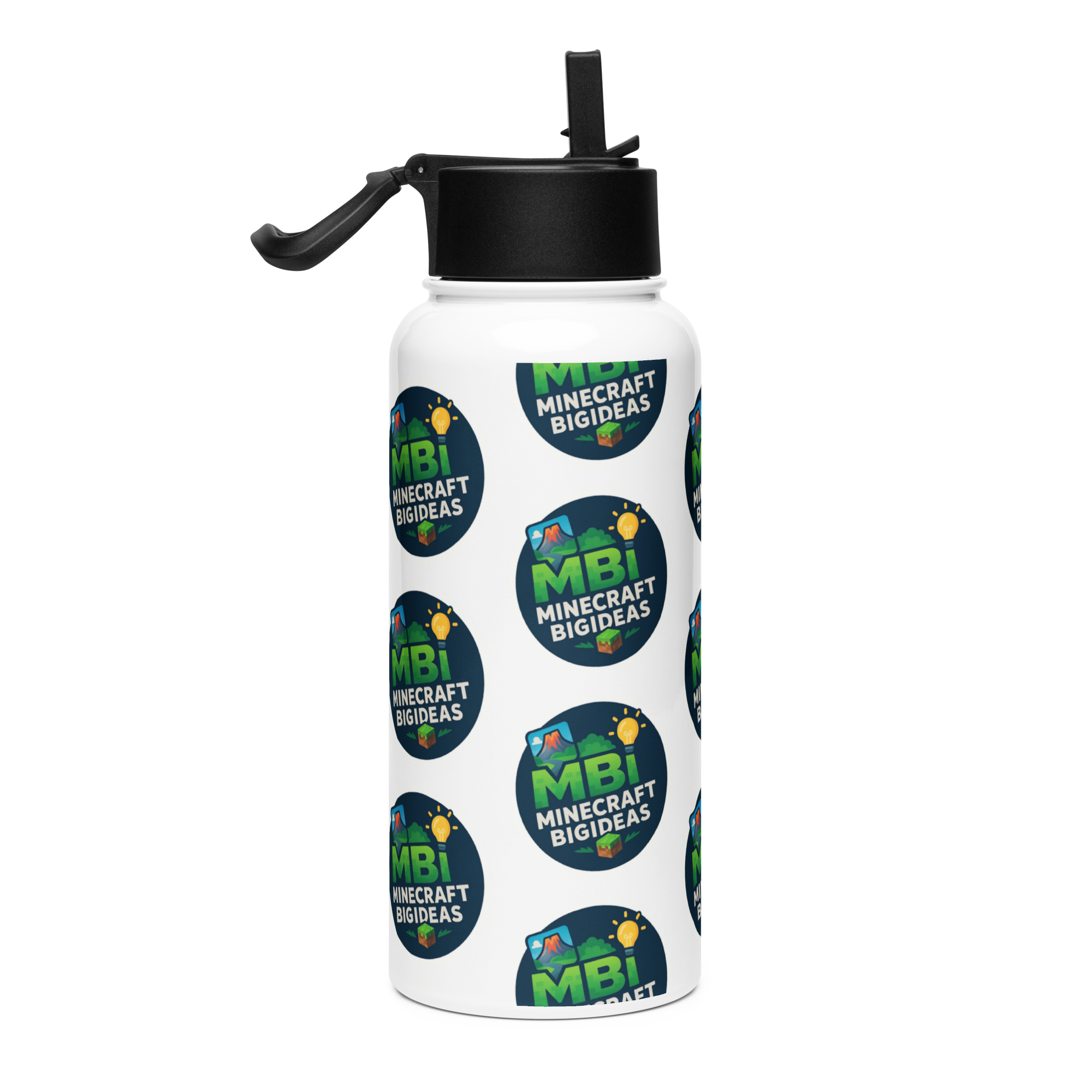 Stainless steel water bottle with a straw lid